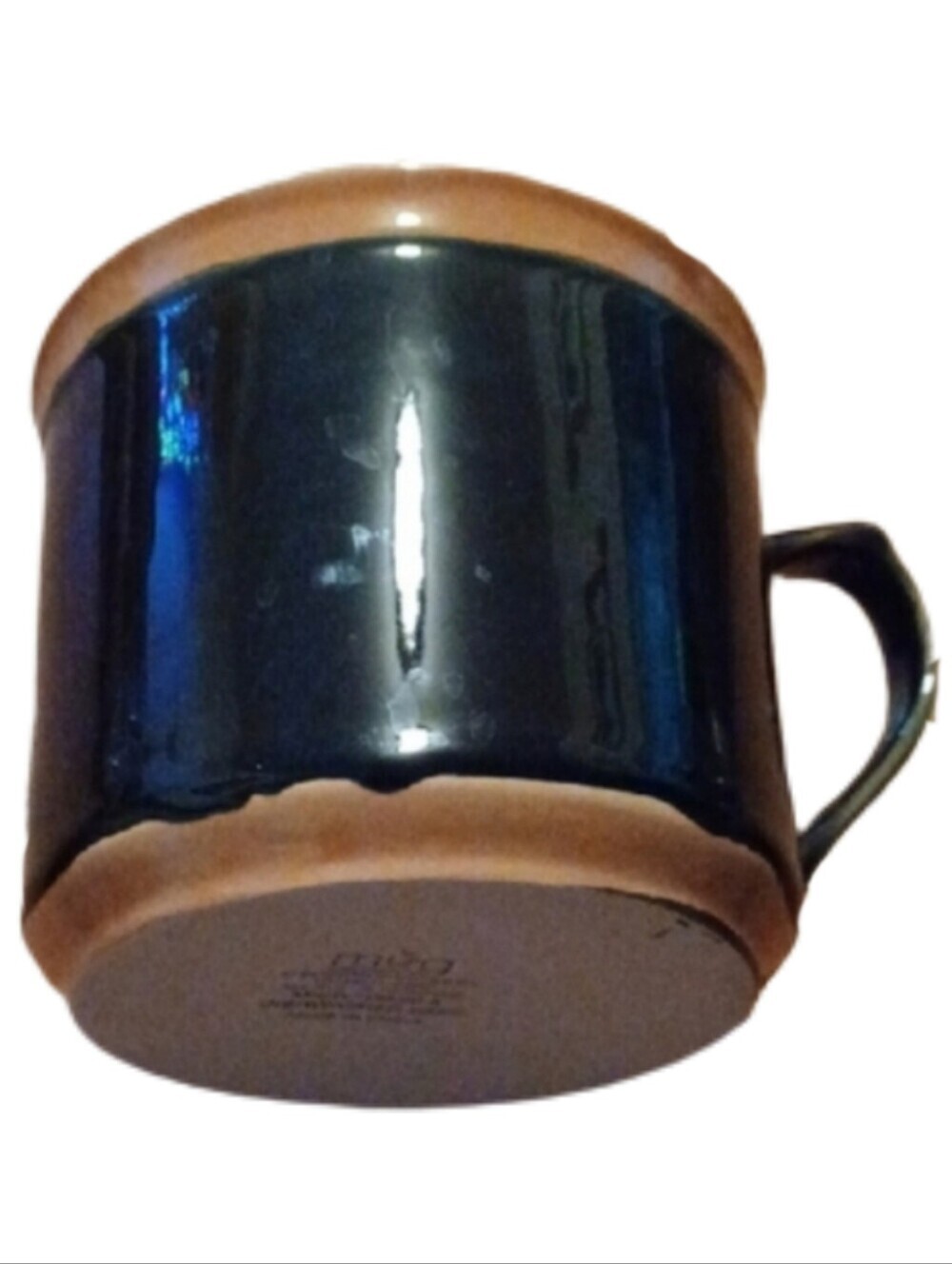 - Boston Warehouse Black Ceramic Mug with Tan Rim and Base